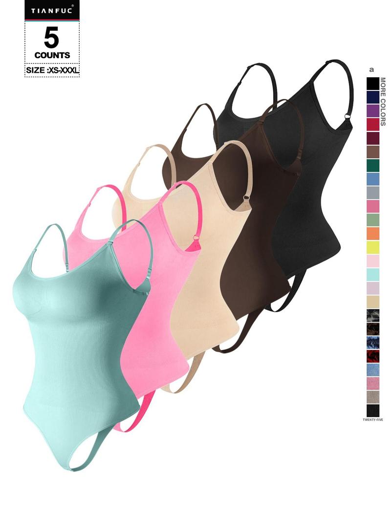 Women's Solid-Color Adjustable-Strap Shapewear Bodysuit, Tummy-Control Spaghetti-Strap Slim Shaper, Seamless Underwear for Women, Invisible Shaper