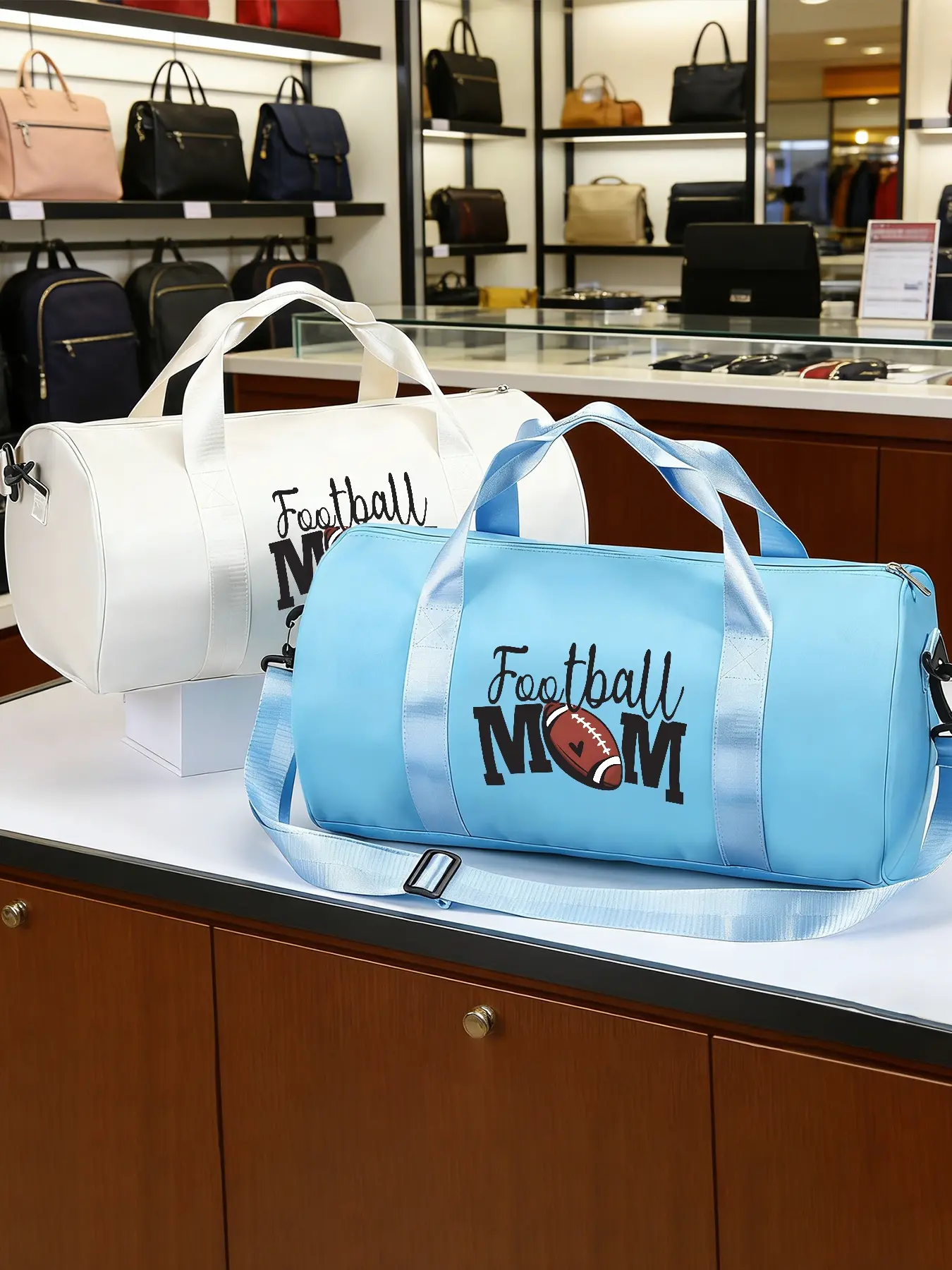 "FOOTBALL MOM" Pattern Crossbody Bag, Daily‑use Sports Shoulder Bag and Basketball Bag. Suitable for Daily Sports and Commuting. Durable with Large Capacity, Adjustable Shoulder Strap, A Fashionable Item and An Ideal Gift.