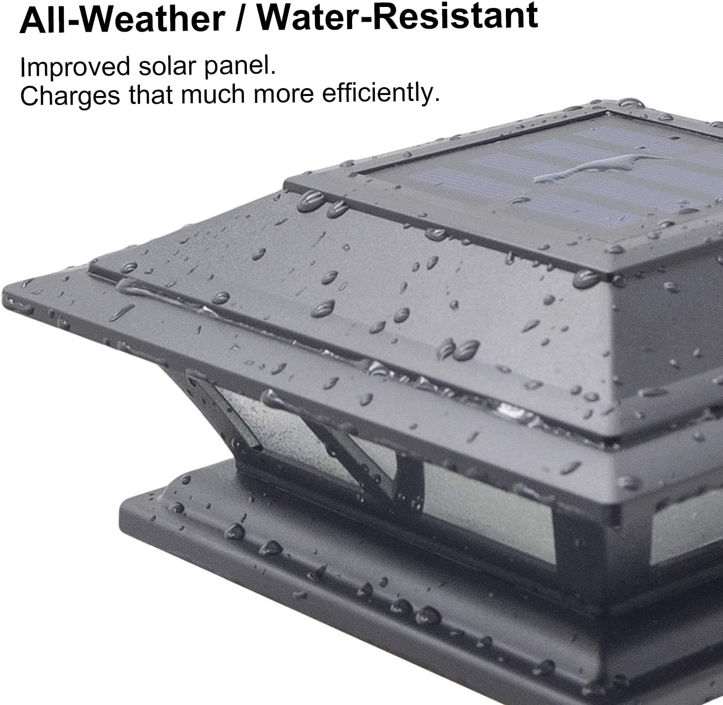 Siedinlar Solar Post Cap Lights, 2Modes Warm & Cool White (3000K/6000K), Outdoor Fence Deck Railing Lights for 4x4 5x5 6x6 Wood/Vinyl Posts, Waterproof Solar Powered Patio, Yard & Garden Decor, Black/White (2 Pack)