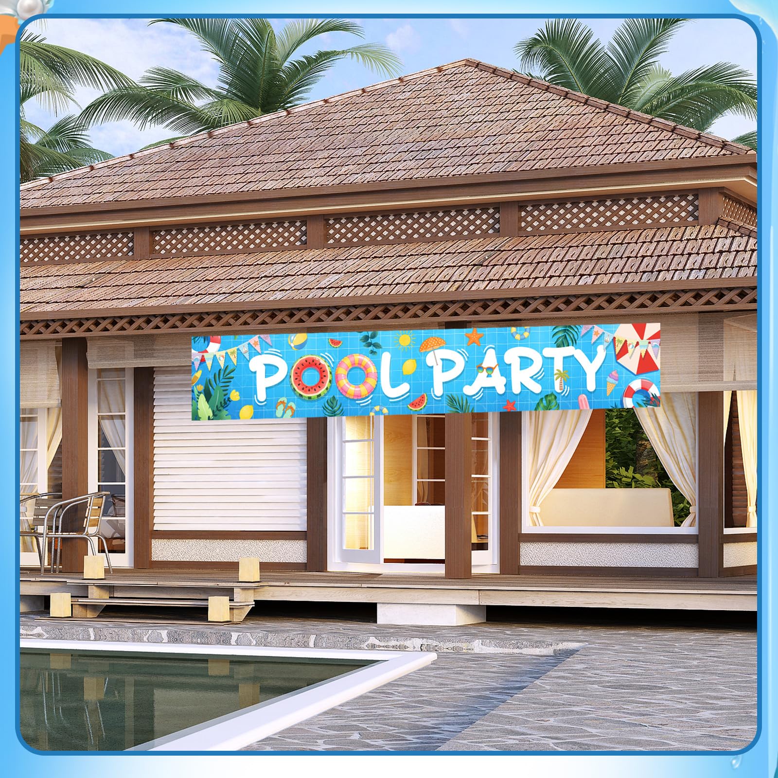 Pool Party Banner Decorations, Summer Pool Party Decorations, Outdoor Banners, Indoor and Outdoor Party and Birthday Pool Decorations