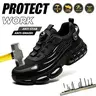 Men's Steel Toe Shoes Work Sneakers Puncture Resistant Slip On Lightweight Breathable Safety Sneakers for Construction Warehouse Factory Workers