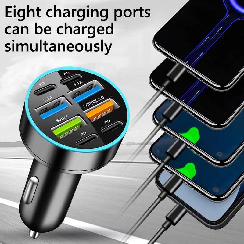 8-Port USB C Automotive Charger, Rapid Charger, Mobile Phone Charger for Car, Multifunctional PD Fast Charging Car Adapter, Truck, SUV, Car Accessories, Gifts for Boyfriends, Car Essentials, Men Gifts #dealsforyoudays 8-Port USB C Automotive Charger, Rapid Charger, Mobile Phone Charger for Car, Multifunctional PD Fast Charging Car Adapter, Truck, SUV, Car Accessories, Gifts for Boyfriends, Car Essentials, Men Gifts #dealsforyoudays