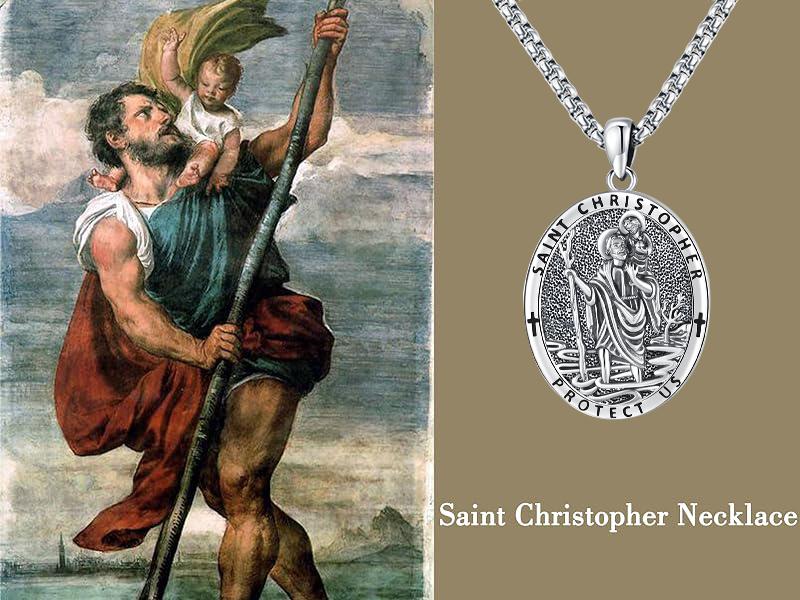 Jesus Christ/St Michael/St Christopher/St Jude/St Andrew/St Raphael/Virgin Mary 925 Sterling Silver Pendant Necklace Archangel Saint Michael Necklace for Men Women Religious Jewelry Protection Amulet Gifts