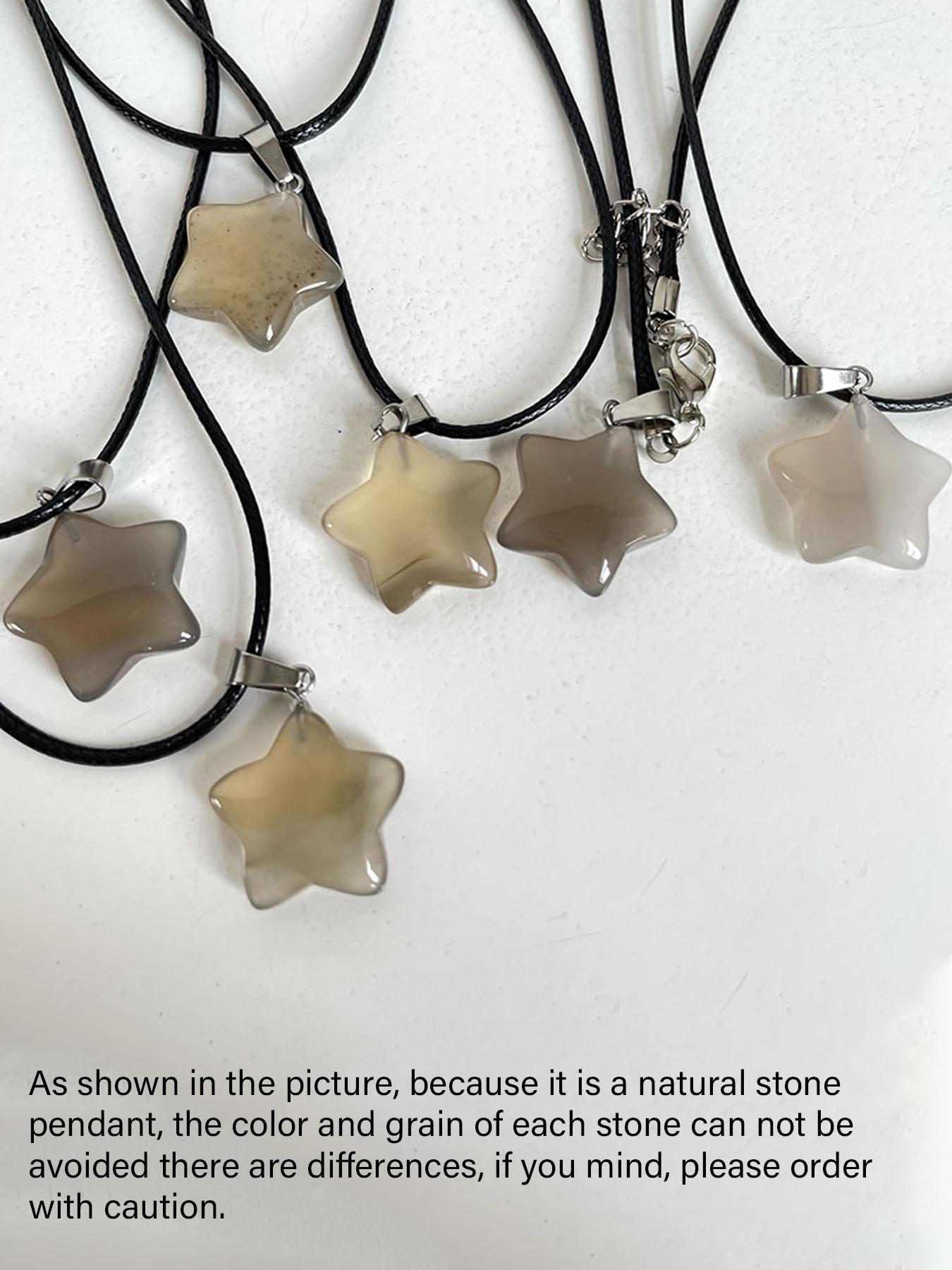 Natural Stone Star Design Pendant Necklace for Women, 8 Counts Y2K Style Necklace Set, Fashion Jewelry for Party, Daily Decor, Trendy All-match & Exquisite Jewelry for Birthday Gift, Mothers Day Gift Ideas