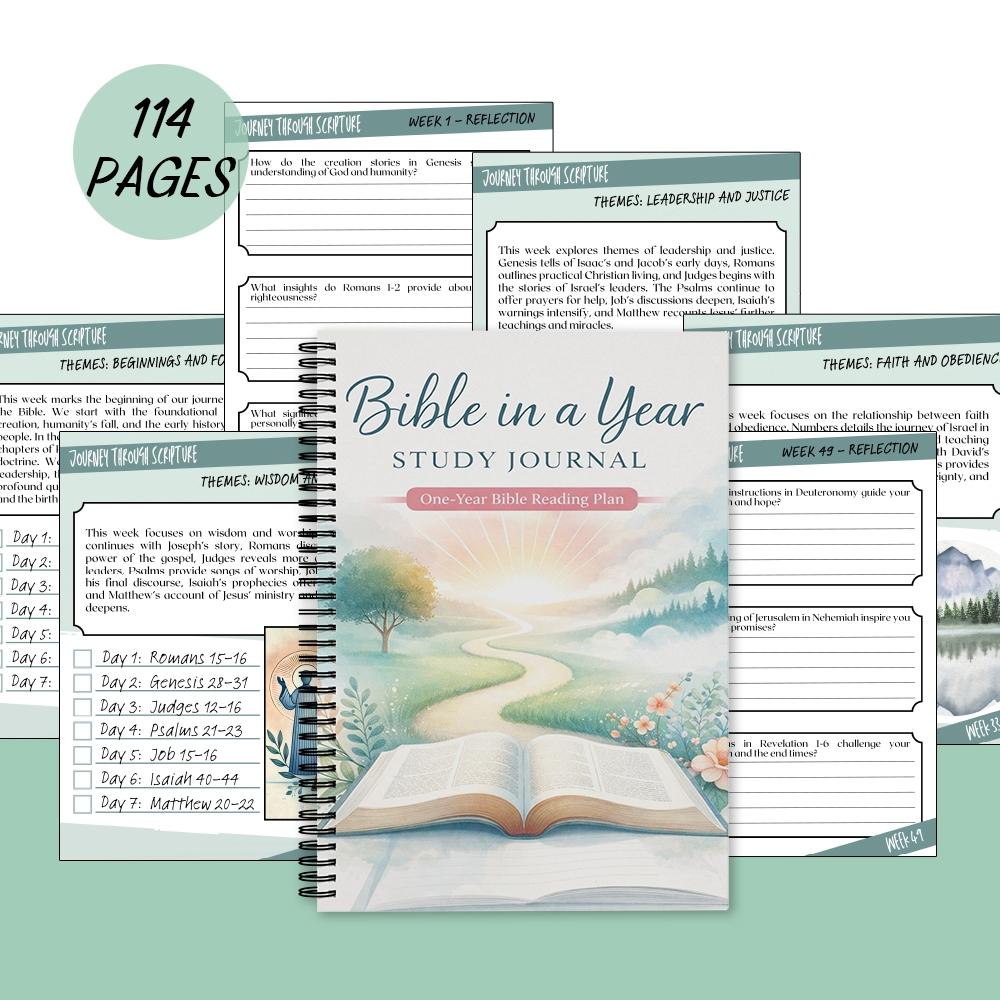 2-Piece Planner & Bible Study Journal Set - 15-Month 2026-2027 Weekly Organizer with Monthly/Weekly Layouts + One-Year Scripture Reading Notebook for Daily Devotion, Christian Faith Planner & Goal Tracker