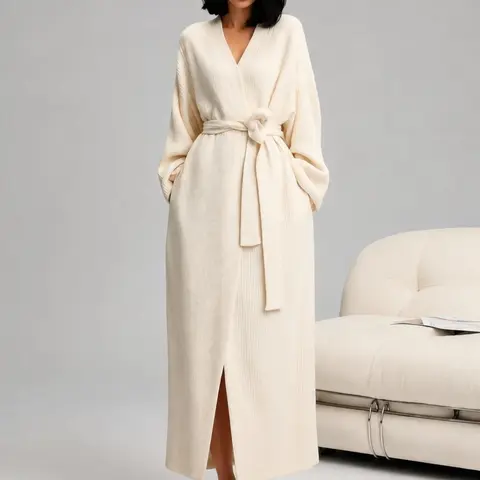 Women's Thick Double-Faced Velvet Sleepwear Gowns, Fall & Winter Warm Long Bathrobe, Soft Skin-Friendly No Shedding, Outer Wear Plush Pajamas