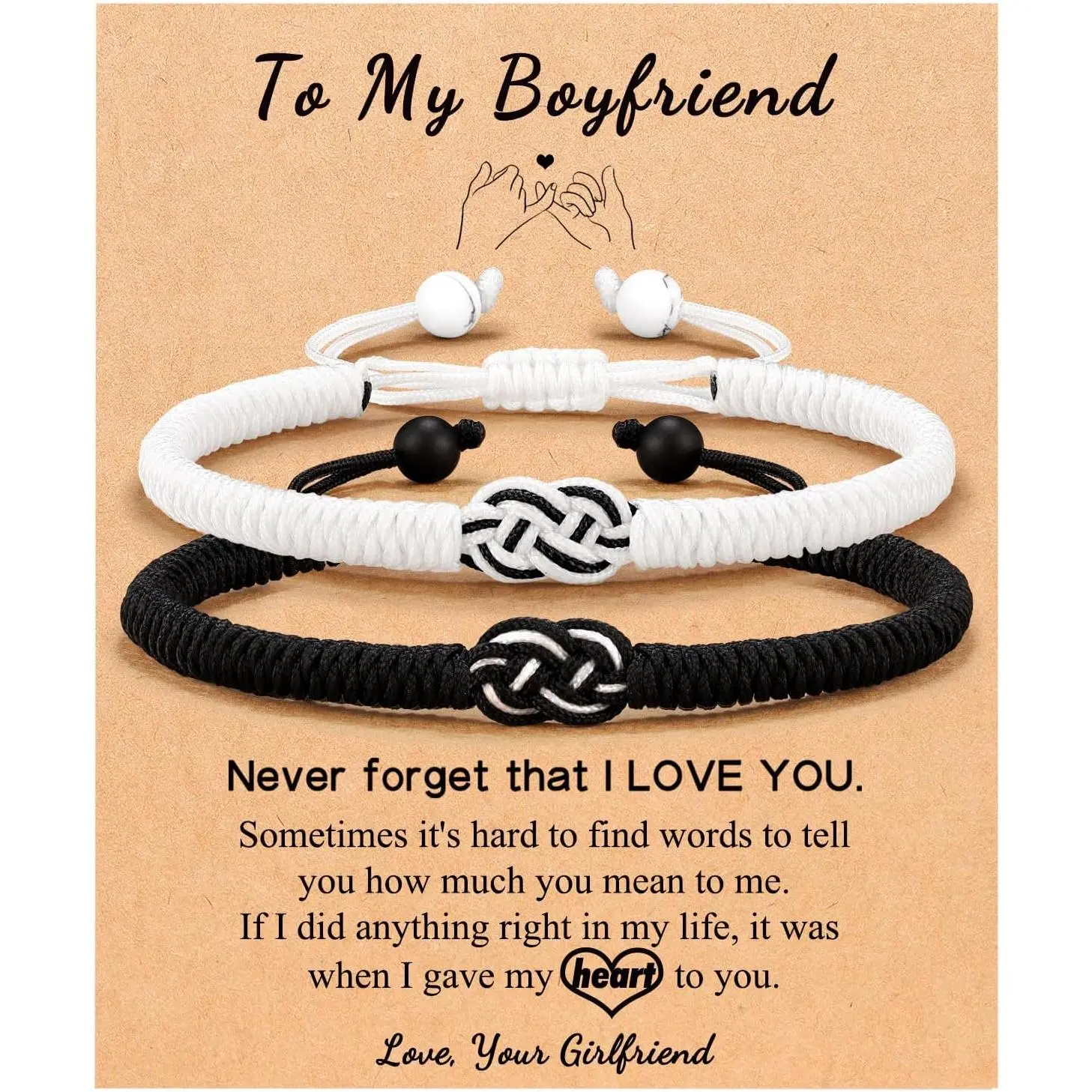 Matching Pinky Promise Bracelets for Couples Boyfriend Girlfriend Him Her Birthday Valentines Christmas Gifts
