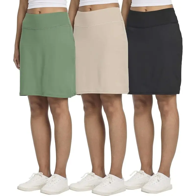 3 Pack: Women's 20" Golf Skirts Knee Length Skorts Athletic Long Active Casual Pockets