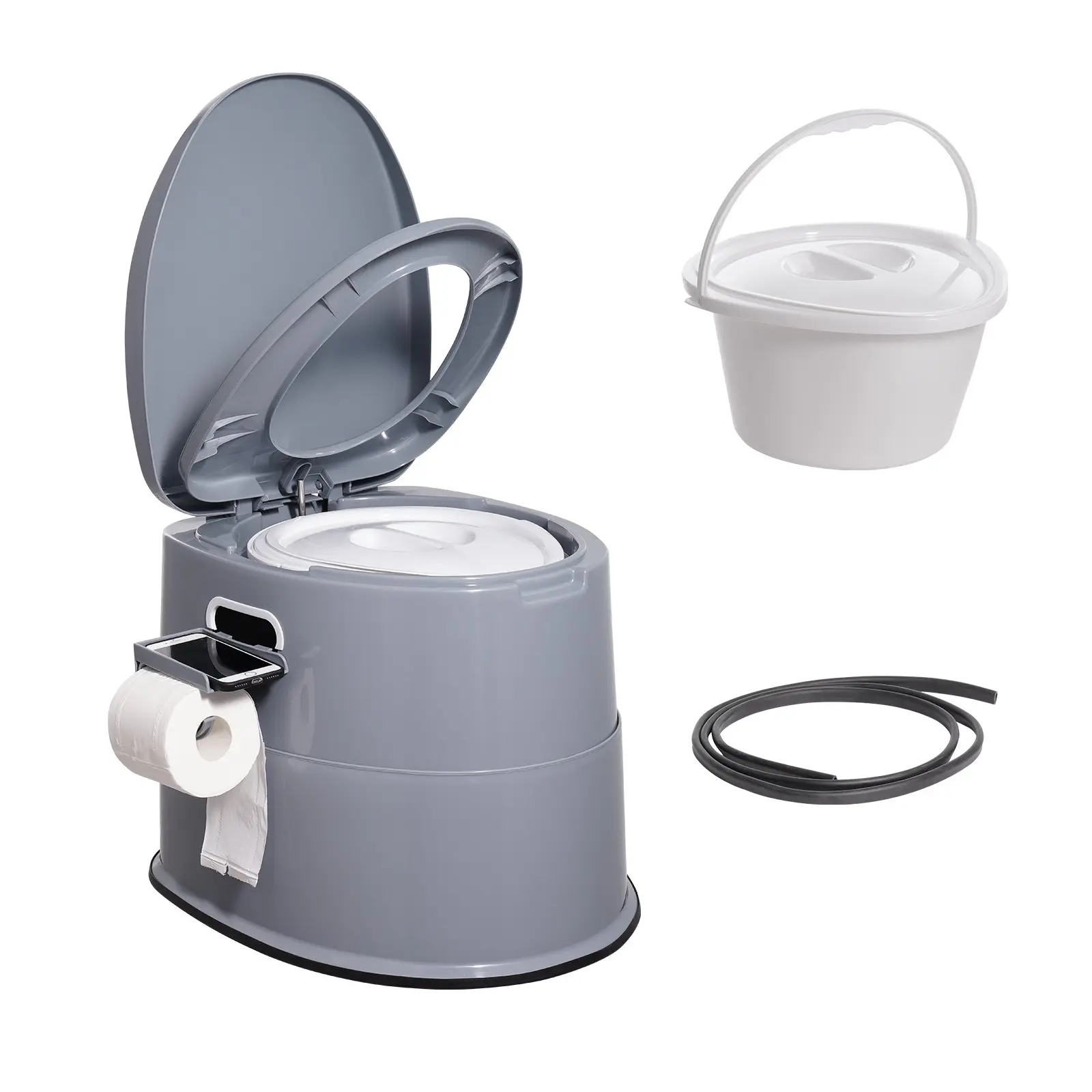 VEVOR Portable Camping Toilet, 300lb Capacity Durable Plastic Porta Potty with 1.3 Gal Detachable Inner Bucket, Removable Paper Holder, Dual Lids Seal Commode for Adults Outdoor Camping Car Trips