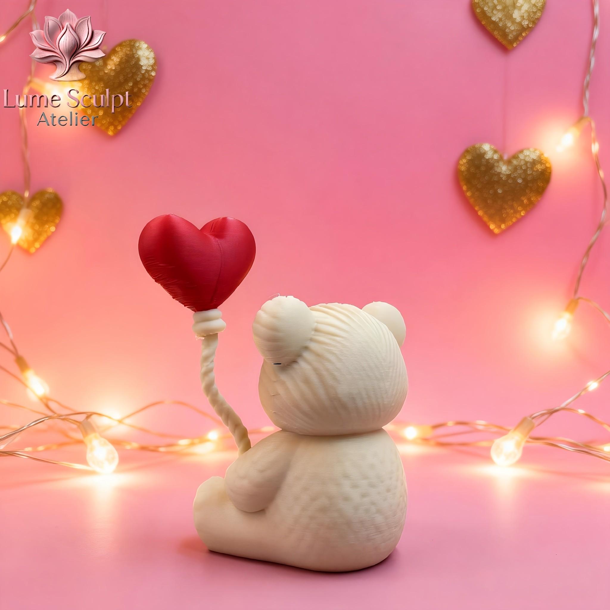 Handheld Heart Balloon Teddy Bear Decoration, Collectible Figurine, Home Room Bookshelf Decor, Desktop Ornament, Cute Art Sculpture