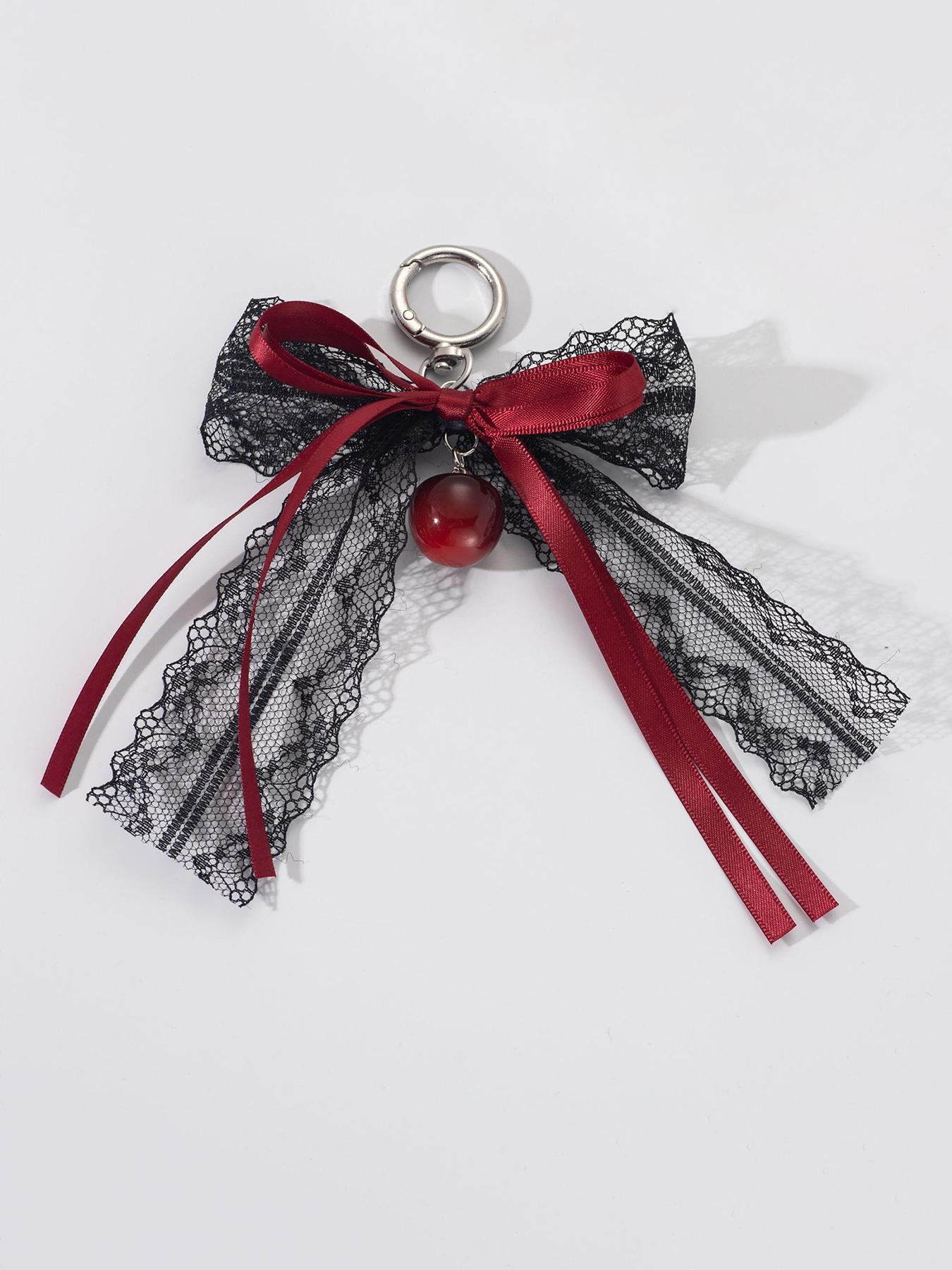 Christmas gift dark elegant lace pendant, niche exquisite simple exquisite, Gothic sweet black lace exquisite pendant, fashion versatile simple classic design, suitable for daily travel, small gifts, Bag Pendant Keychain Fashion Accessory