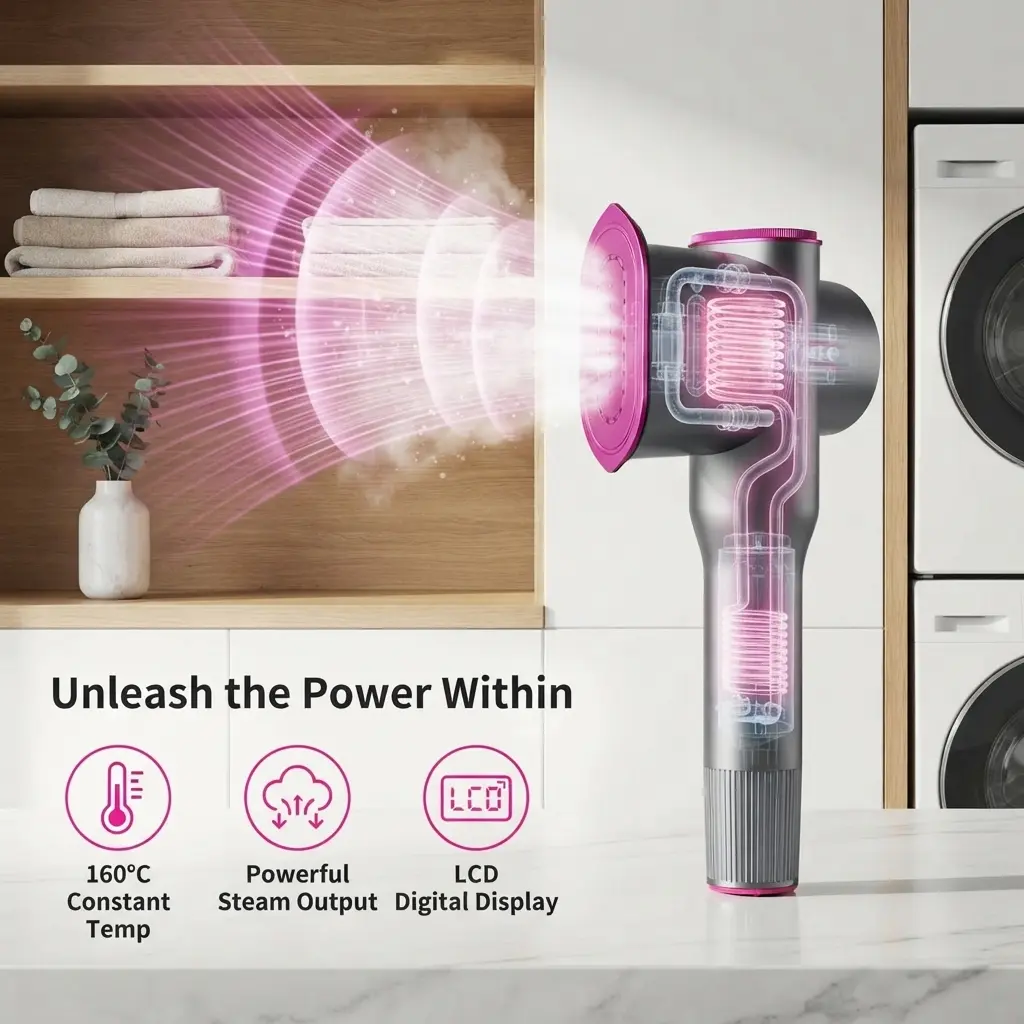 Dr.Flash Portable Travel Garment Steamer, 7 Modes LED Display, 15s Heat Up & 90° Swivel Handle