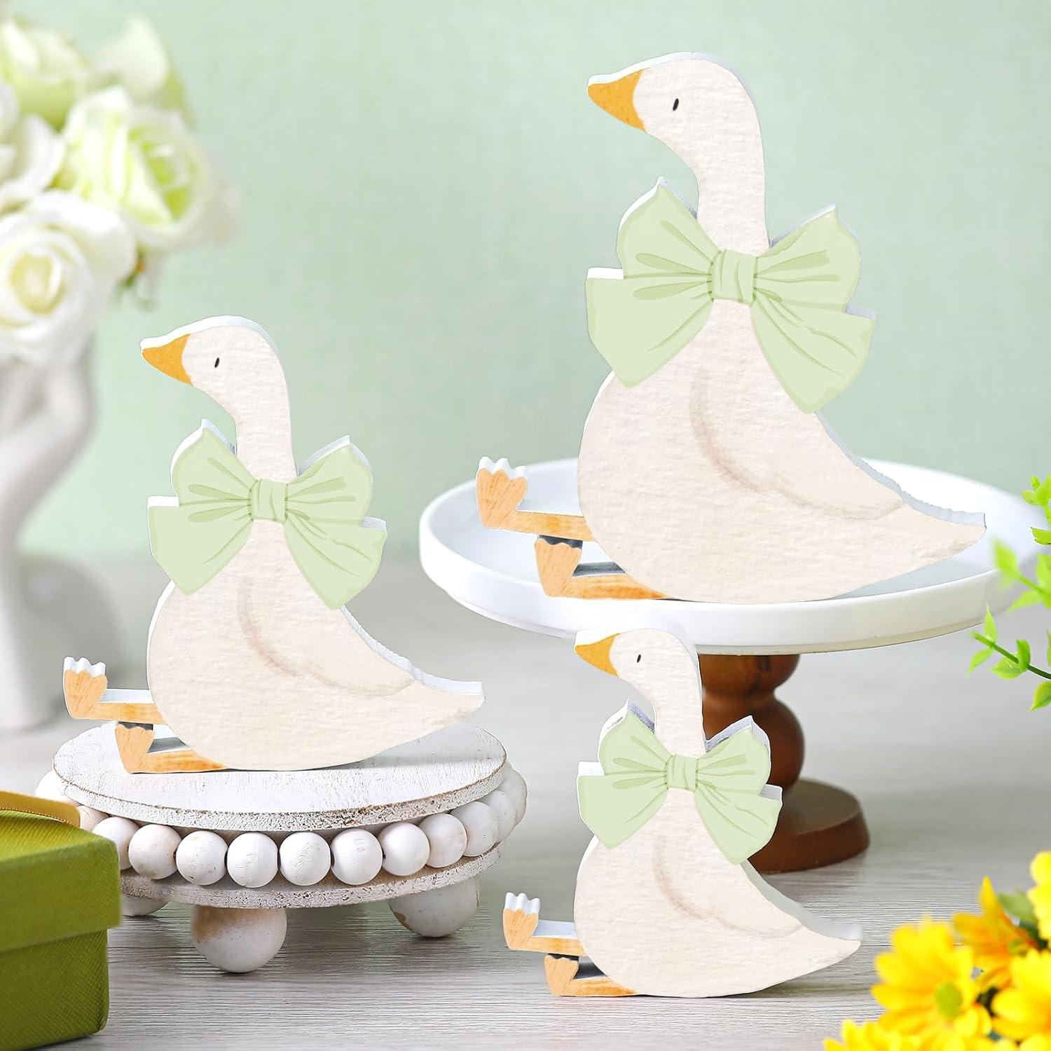 3 Piece Set Goose Birthday Party Decor Bow PVC Material Baby Shower Decoration Party Decoration Supplies Fun Dining Table Centerpiece Gift Layered Tray