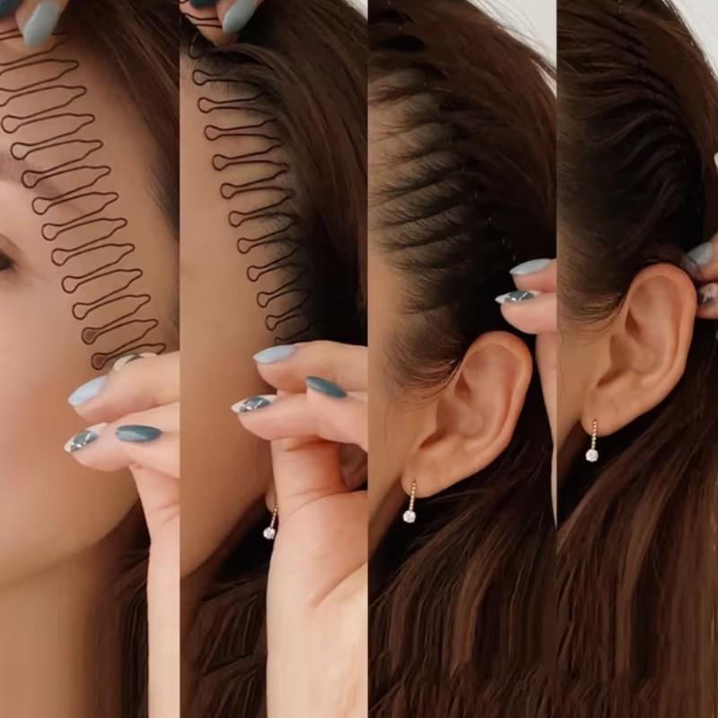3-Piece Solid Color Wave Hair Clips, Bang Holder, Loose Hair Organizer, Hair Styling Tools, Essential Accessories for Daily Use