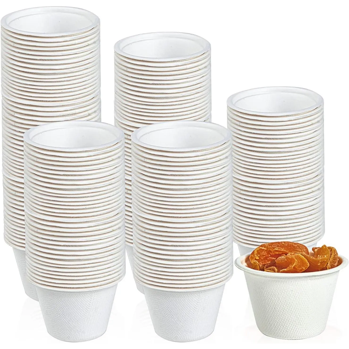 200 Pack 4 oz Compostable Portion Cups, Biodegradable Souffle Cups Made from Bagasse Fiber, Perfect for Condiments, Dips, Food Samples, Jams, Honey, Sauces, NutsGift