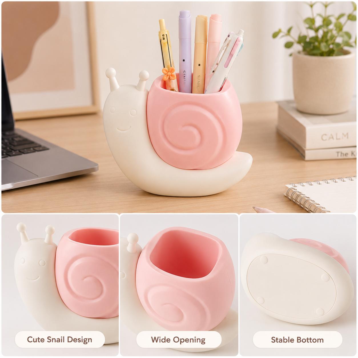 Cute Pen Container Holder Snail-shape Desk Decoration Creative Multi-Functional Pen/pencil Holder Desk Organizer Accessory Makeup Storage Office Home Art Supply Nice Gift --wb