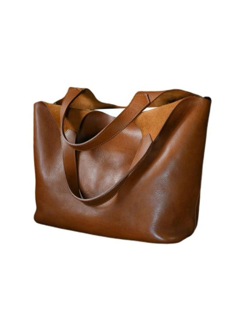 Personality  lazy niche  fashion, simple  casual  versatile one-shoulder handbag, retro and light daily commuter bag, light luxury and versatile texture suitable for office workers' daily travel, shopping and so on, Pu Tote Satchel