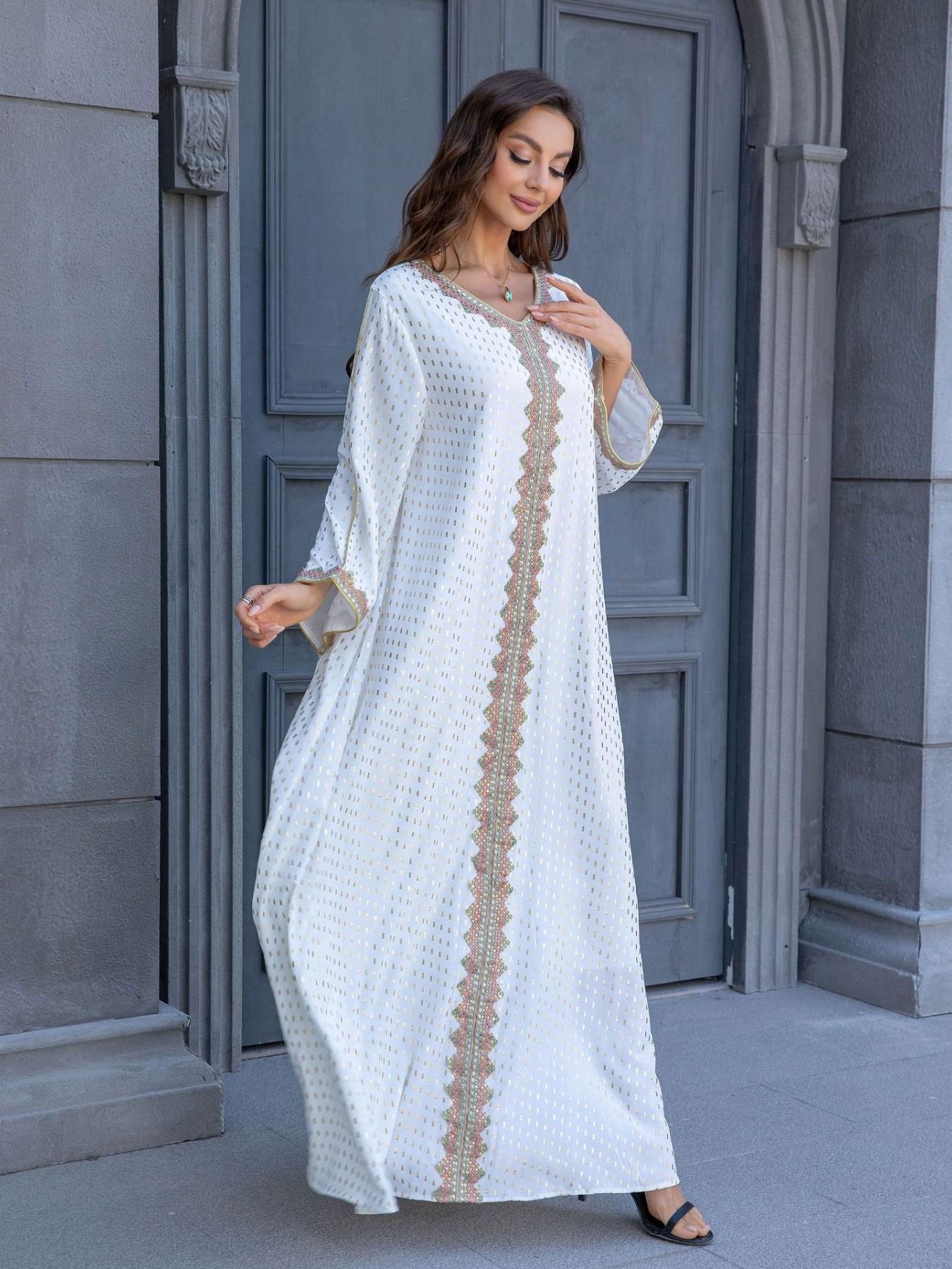 New Muslim Abaya for Women, European and American Style Cross-Border E-Commerce Fashion, Latest Design Long Robe