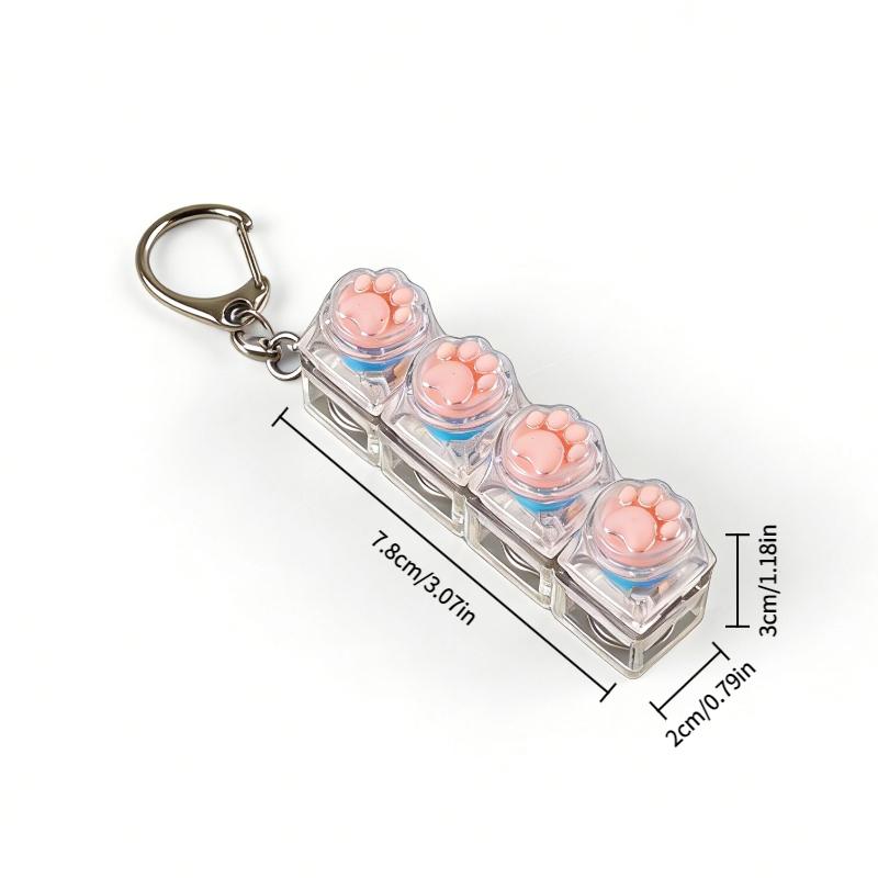 LED light keychain keyboard with press and click buttons Fidget toy for relieving stress and anxiety Portable office desk accessories Office decoration gifts