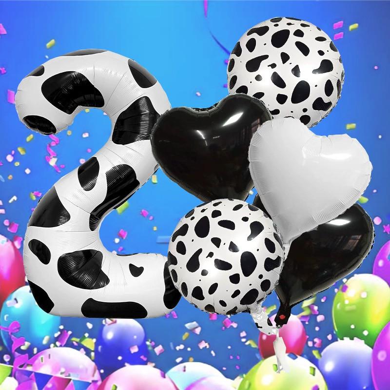 Unique Cow Print Number Heart Foil Balloons, Luxury Series Multi Shape Kit, Wedding Bridal Party Decor, Grand Event & Celebration