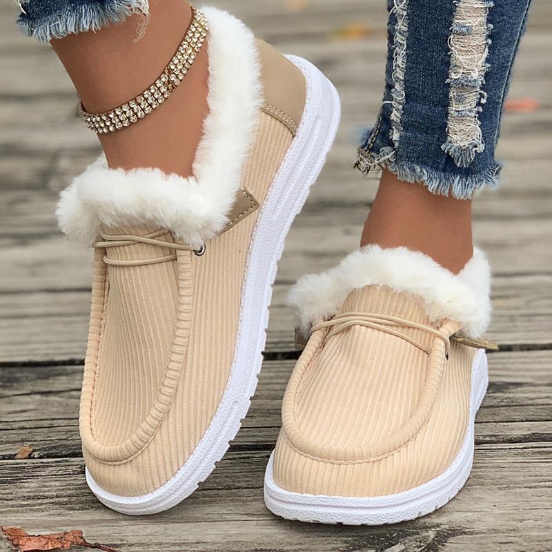 Winter Flat Boots Warm Durable Shoes Casual Fashion Lining Ankle Snow Boots Loafer Flats Thick Plush Shoes for Women.The shoes run large，please one size down