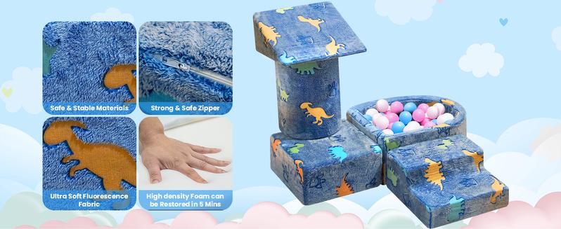 Lamerge Glow-in-the-Dark Play Blocks for Kids 3+ | Soft Foam SquarePuzzleCouch & Climbing Set | Indoor Fun Meets Neon Galaxy Inflatable Water Slide Playroom Colorful excellent gift for Christmas and New Year, Valentine gifts for kids