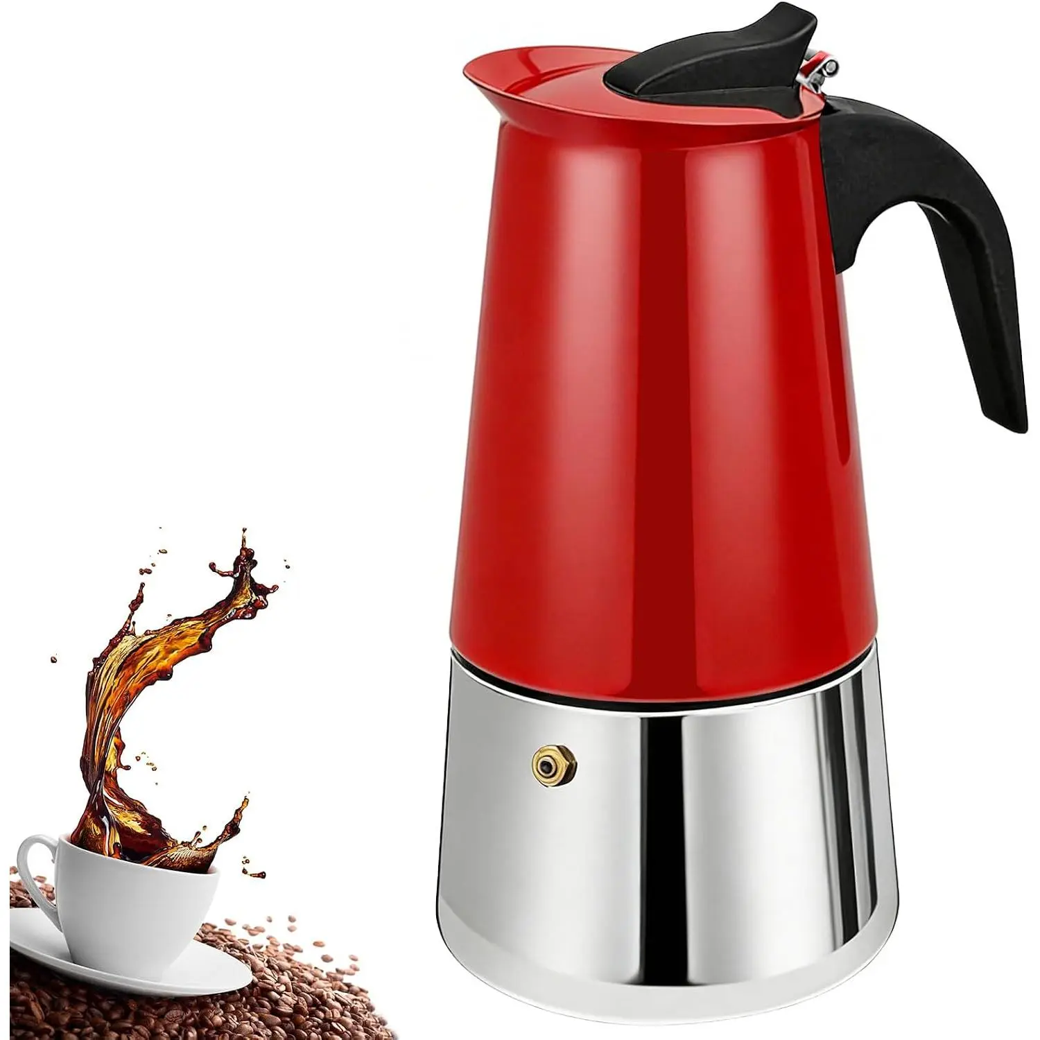 2 Cup Stovetop Espresso Maker Stainless Steel Moka Pot Stove Top Percolator Italian Coffee Makers Capable Mocha Greca Machine Cafe Classic Induction Cookers for  and Camping 100ml 3.3oz