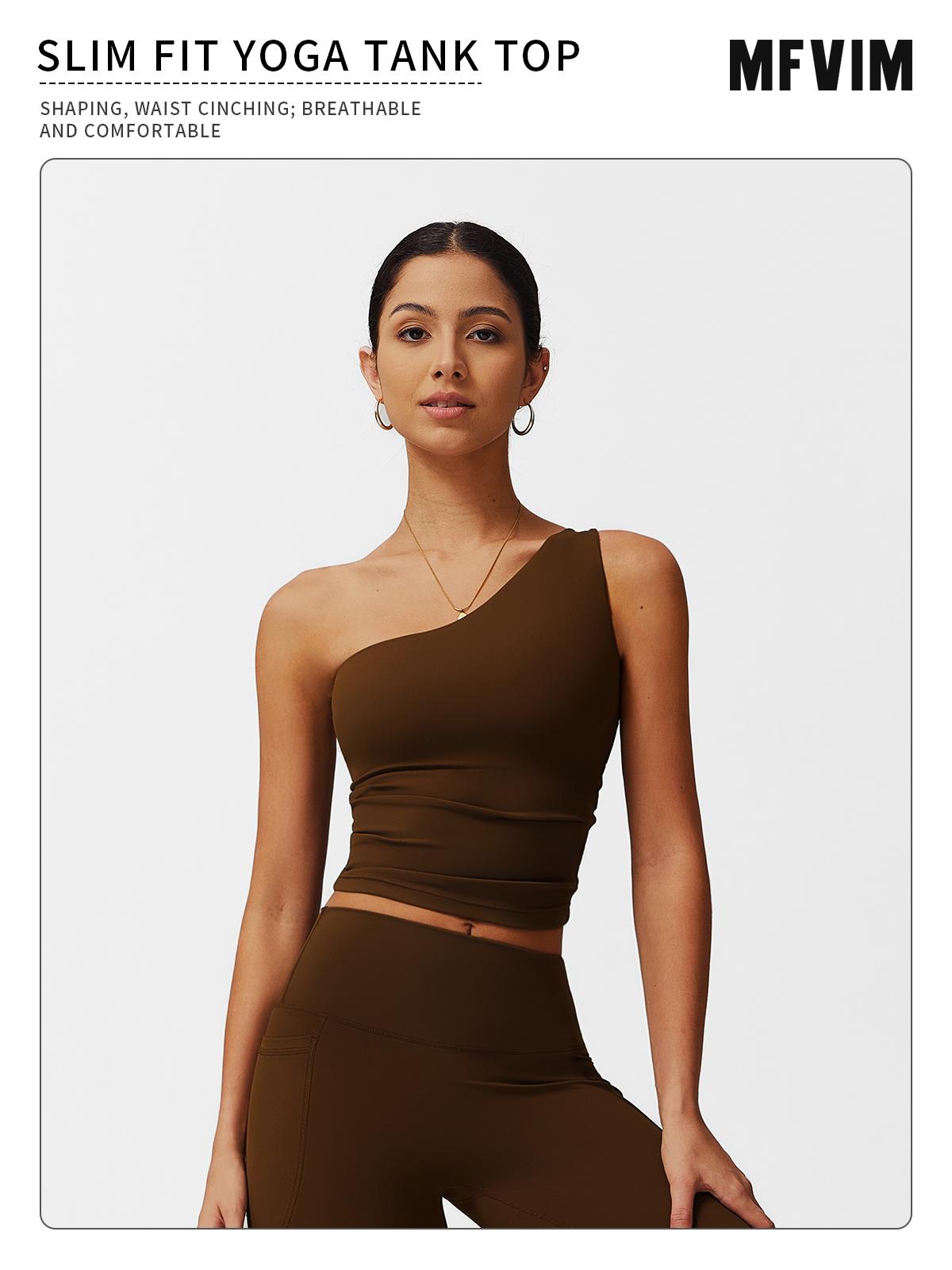 Women's Fitness Tank Top with Built-in Bra PadsUnderwear,Slanted One Shoulder Fitness Top,Yoga GymWorkout Tank Top,Yoga Outdoor Running Daily Wear TankTop Lightweight Activewear Athleisure Breathable Clothes compression tank top SpringStatements