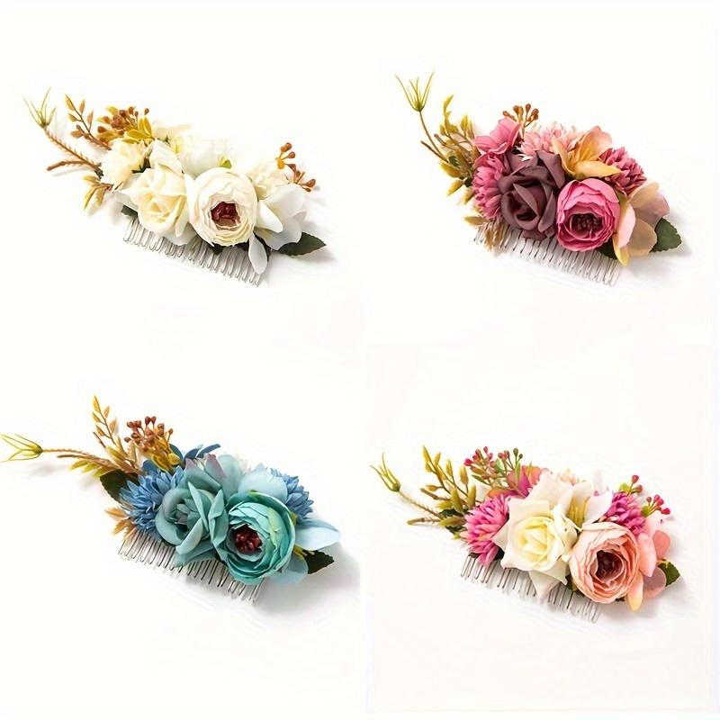 Unisex New Style Faux Fabric Comb with Floral Accents - Leisure Outdoor Accessory for Brides, Perfect for Bride Look & Seaside Vacation Hairstyles