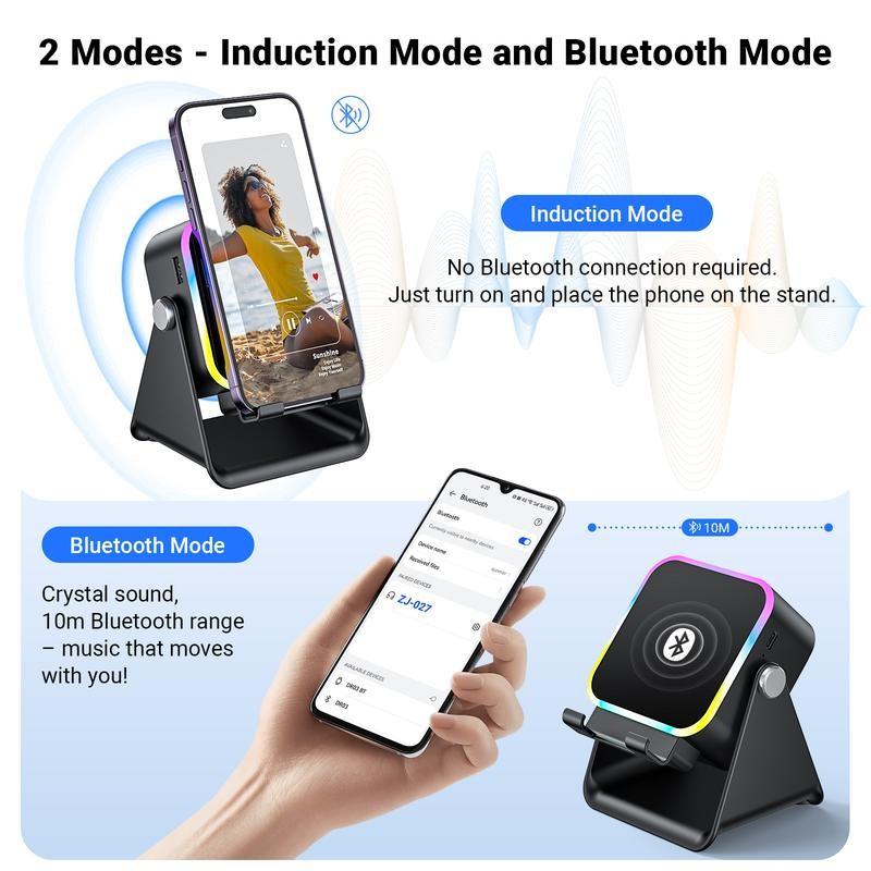 Wireless Bluetooth-compatible Audio Speaker Stand, 360° Adjustable Phone Tablet Holder, Colorful Ambient Light, Unisex Gift, Perfect for Home & Office