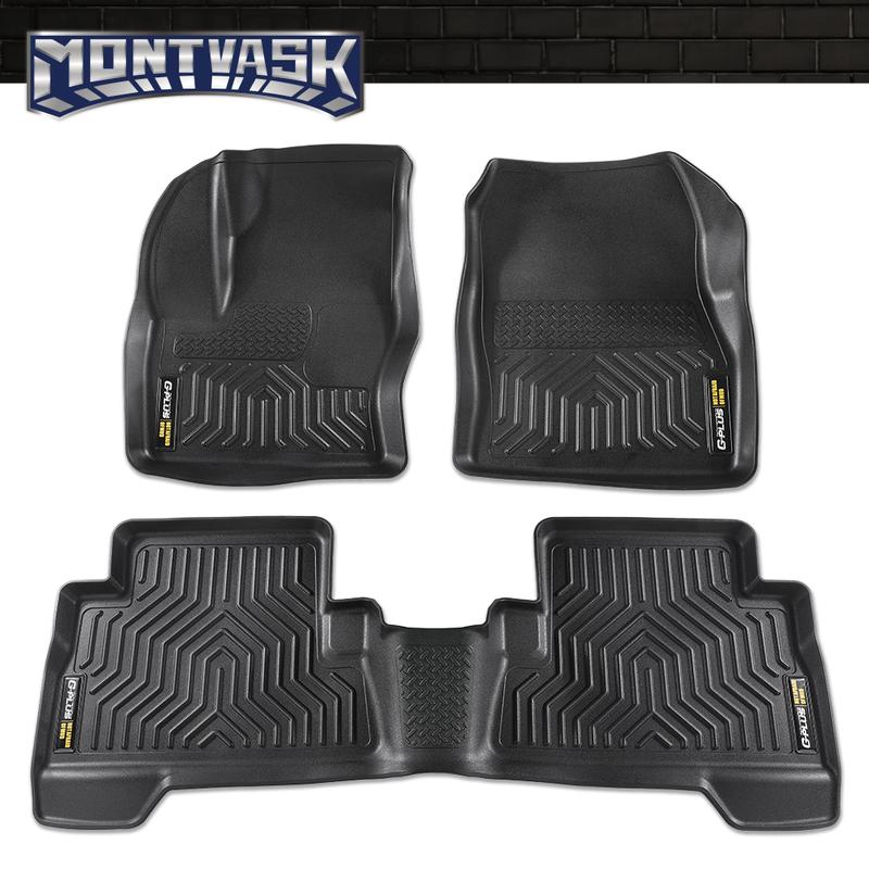 CROSSDESIGN TPE Car Floor Mats Waterpoof Fit For 2013-2019 Ford Escape 13-18 Ford C-Max All Weather TPE LinersFord C - Max, Front & 2nd Row Liner Black, 3 pc