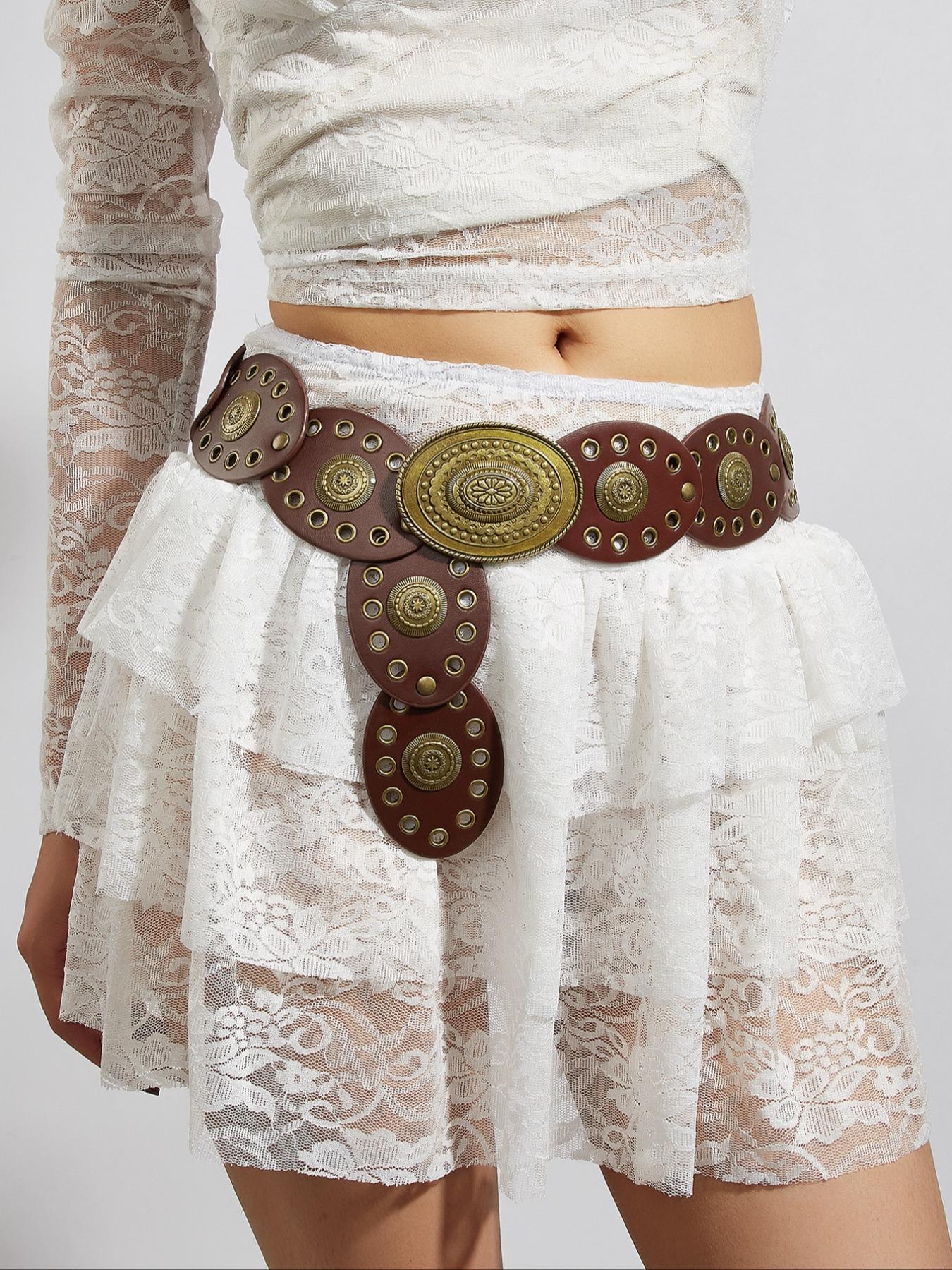 Boho Style Women's Waist Belt, Western Design, Perfect Accessory for Casual & Daily Wear, Fashion Patchwork Belt