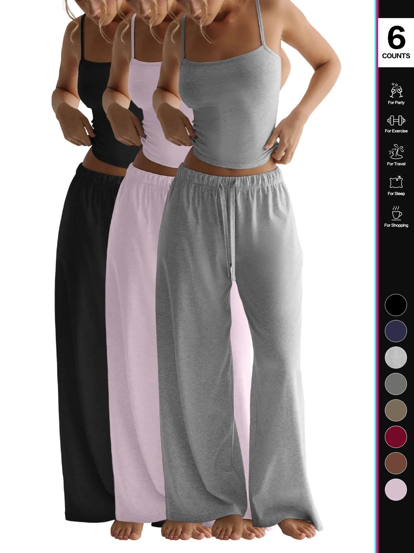 2026 Women's Four-Season Two-Piece Set, Strapless Vest Top & Wide-Leg Drawstring Elastic Waist Pants, Casual Loose-Fit Fitted Comfortable with Pockets