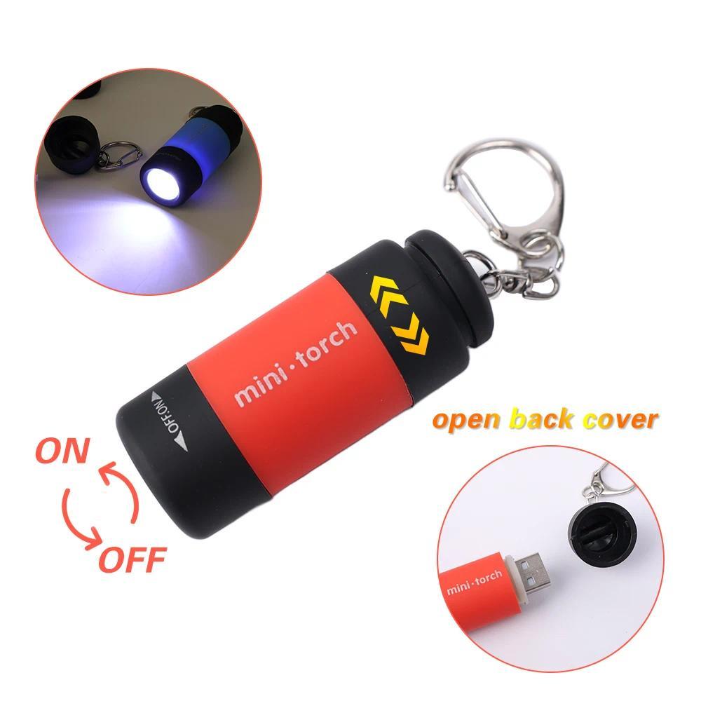 2-Pack Waterproof LED Keychain Flashlight, USB Rechargeable Mini Pocket Torch Light, Compact Portable Bright Small Flashlight for Emergency, Camping, Hiking, Walking & Daily Home Outdoor Lighting Use