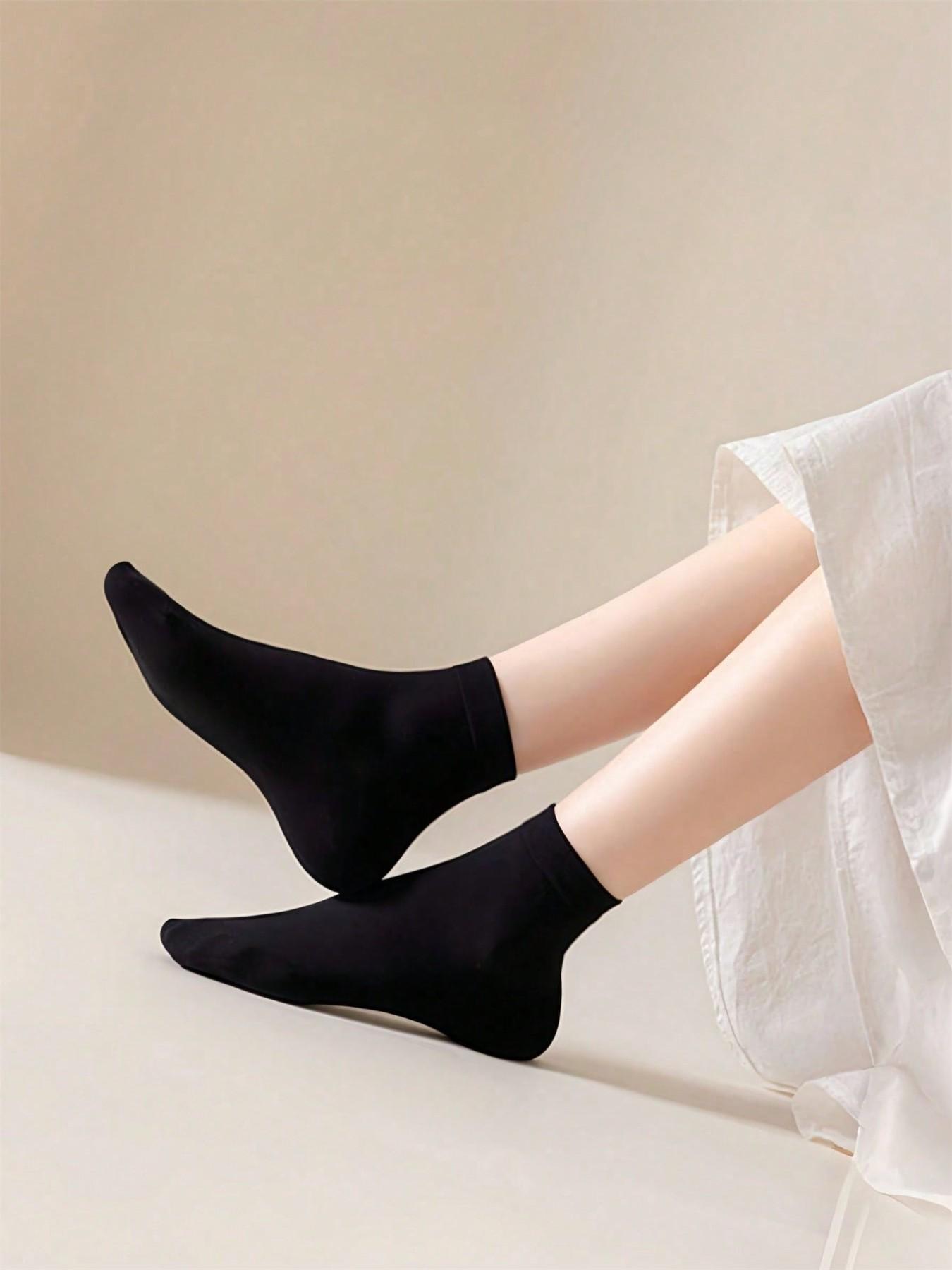 Women's Lightweight Breathable Ankle Socks, Sock Sets, Basic, Solid, 5/10 Pairs, Plain Design, Minimalist, Soft Comfort Fit, Casual Daily Wear, All Seasons, Aesthetic, Womenswear