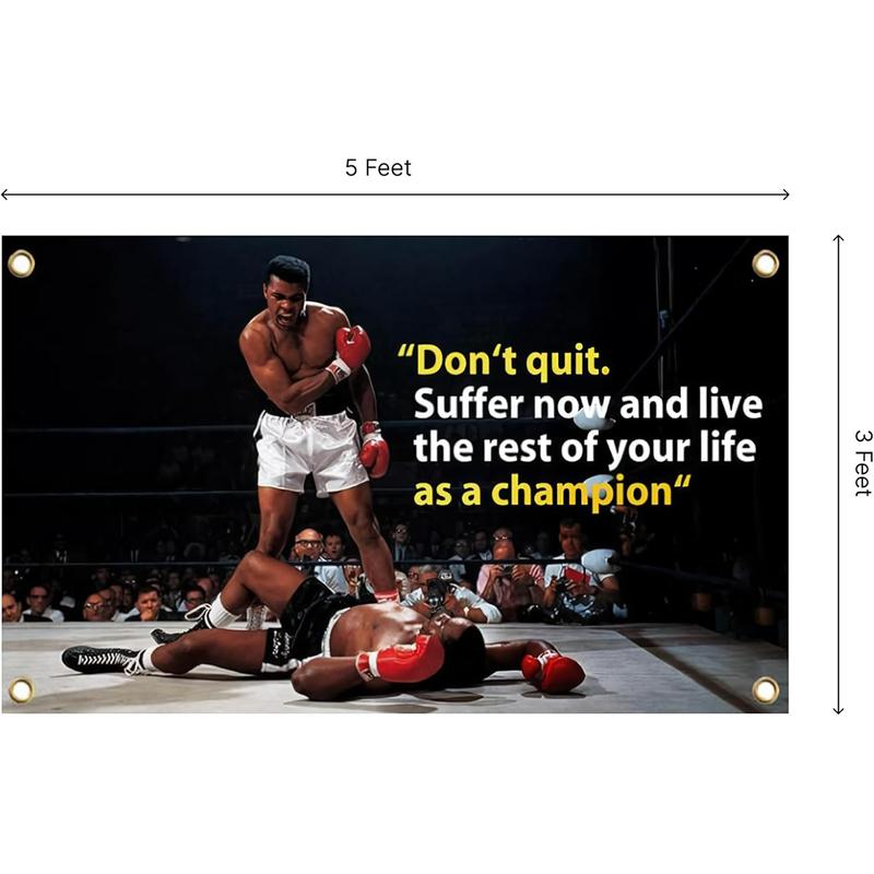 Muhammad Boxing 3x5Ft Flag Poster Tapestry for Wall Hanging College Dorm Men Cave Decoration Bedroom Gym Motivation Banner with 4 Brass Grommets