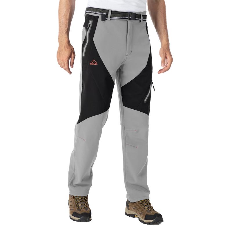 YSENTO Men's Winter Hiking Pants Waterproof Fleece lined Ski Snow Softshell Work Pants 4 Pockets for Outdoor Camping fishing Casual Athletic Jogging