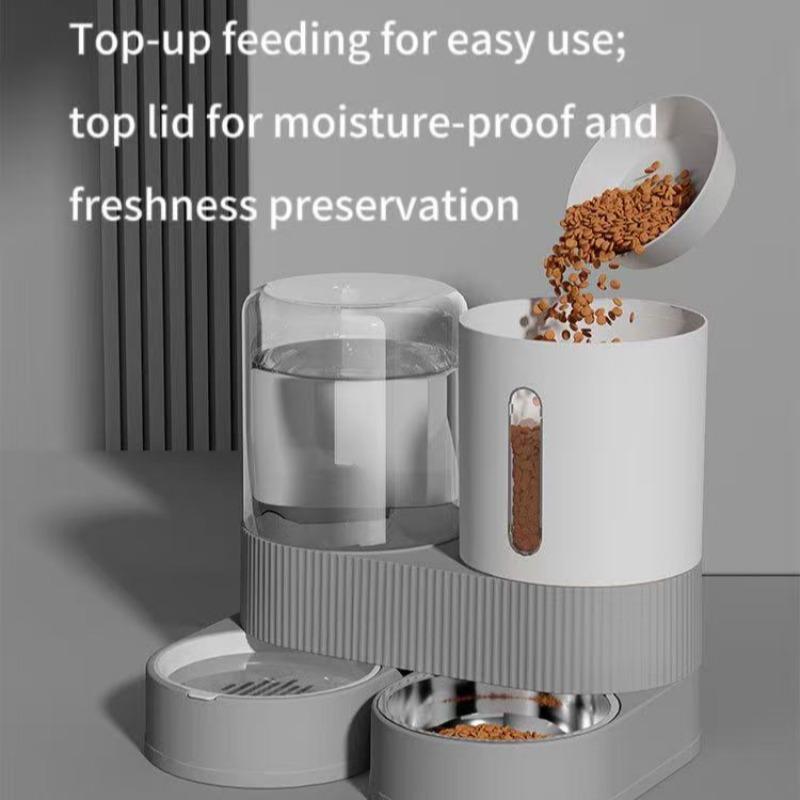 New Automatic Cat and Dog Feeder & Water Dispenser Combo Dog Bowl and Cat Bowl Two-in-One Water Dispenser Stainless Steel Bowl