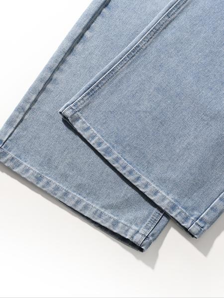 Men's Solid Color Denim Jeans, Loose Casual Comfy Wide Leg Trousers for Daily Wear, Woven Bottoms for All Seasons, Jean Pants Bottoms