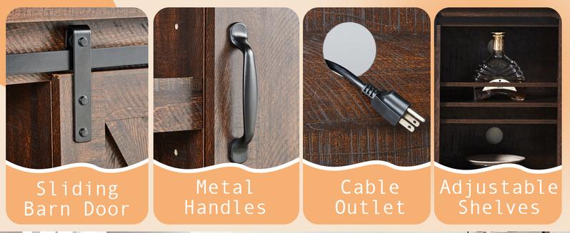 VanAcc 66" Farmhouse TV stand for 75 Inches TVs, Entertainment Center with Sliding Barn Door and Adjustable Shelf & Feet, Console Table with Storage