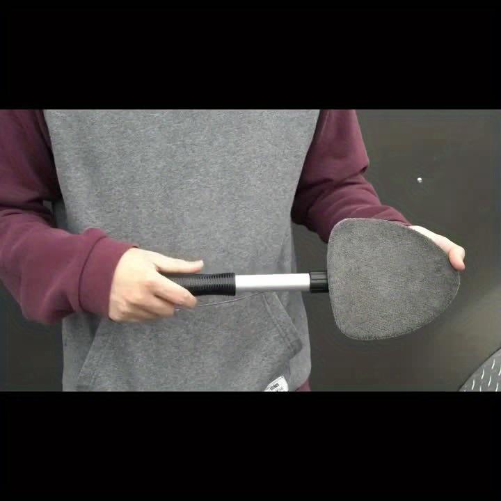 Car Windshield Cleaning Tool Set, Includes 4 Reusable Microfiber Pads & Extendable Handle, Automatic Glass Wiper Kit for Easy Cleaning, Car Cleaning Supplies