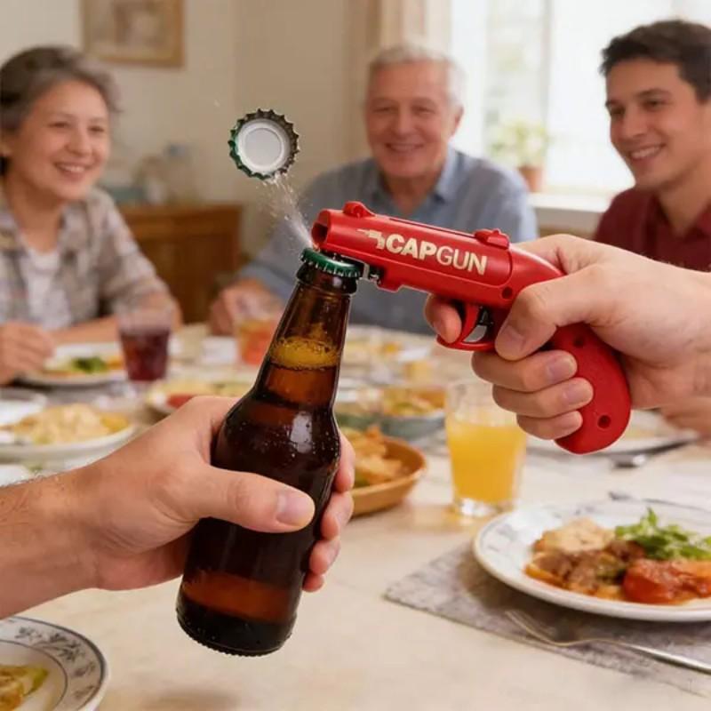Creative Bottle Opener， Portable Beverage Bottle Opener, Bottle Cap Transmitter, Beverage Cap Launcher, Fun Design，Home Bar Accessories, Kitchen Party Supply Tools, Perfect for Family Gatherings, BBQs, and Outdoor Events