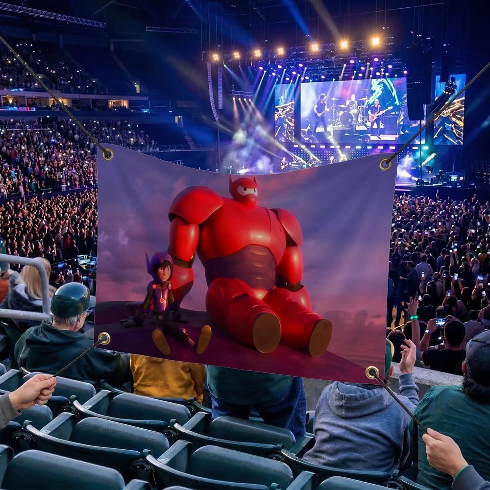 B-Big Hero 6 CARTOON Flags Multi Size Atmosphere Flag, Cheerleading Hand Pulled Banner, Portable Outdoor Event Flag & Wall Decor for Sports, Parties, Home and Room Decoration