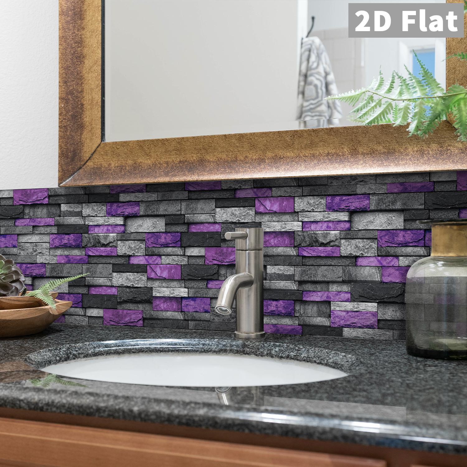 Self-Adhesive Tile Stickers, Patchwork Design, Waterproof & Stain-Resistant, Easy Installation for Bathroom Kitchen Walls, Decorative