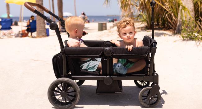 HARPPA Baby Stroller Wagon All-Terrain Wagon Stroller for 2 with Canopy, Strollers for Babies, Foldable 4-Seat, Wagon for Outdoor & Beach, Adjustable Push & Pull Handle, Footwell & Large Storage, Park & Camping Adventures, Travel System