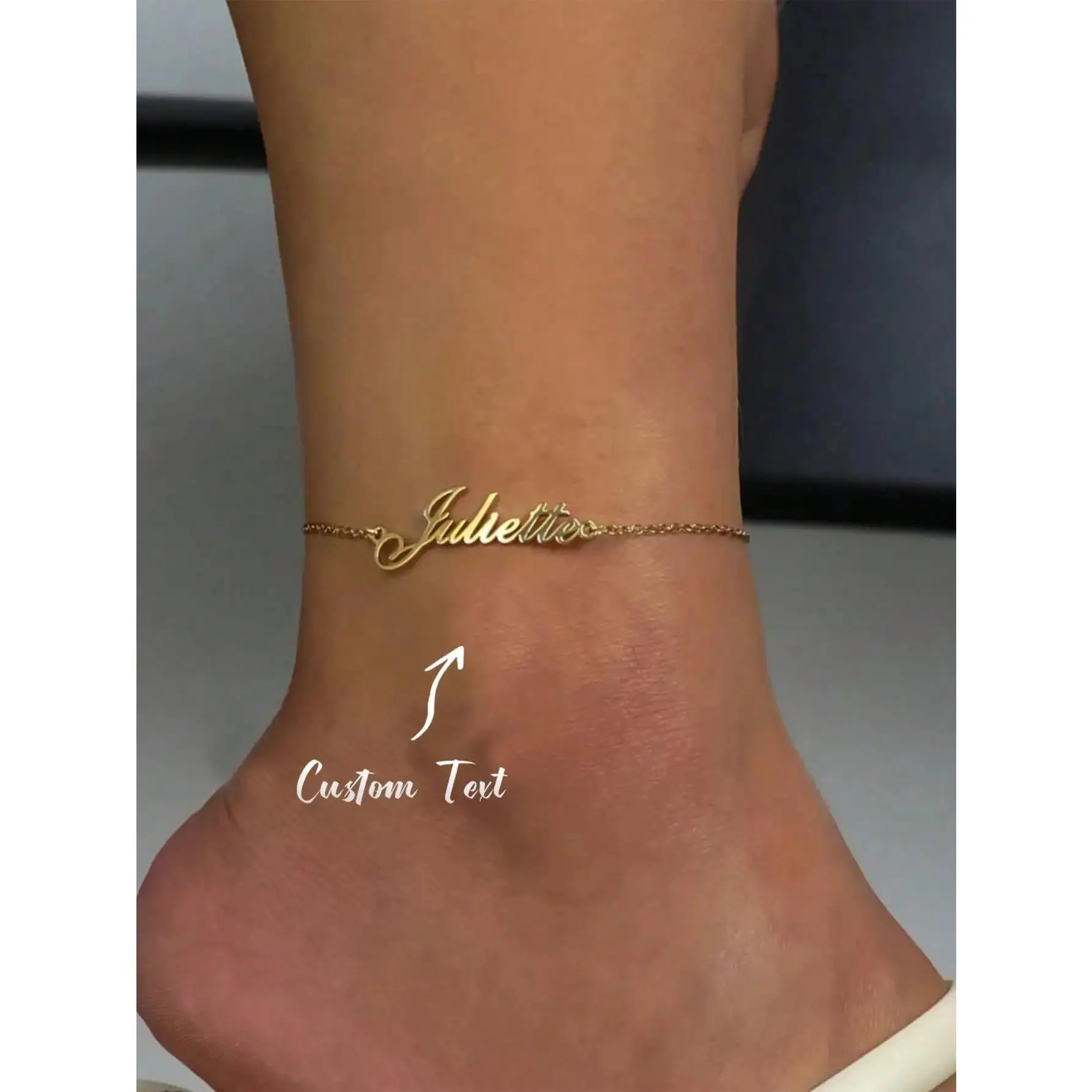 Customized Name Anklet For Women, Stainless Steel Thick Cuban Chain, Personalized Anklet, Beach Foot Jewelry