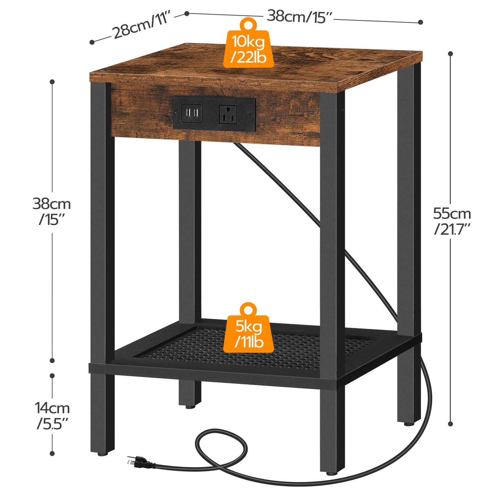 HOOBRO Side Table with Charging Station, End Table with USB Ports and Outlet, Nightstand with Storage Shelf, Faux Rattan Style, for Living Room HOOBRO Side Table with Charging Station, End Table with USB Ports and Outlet, Nightstand with Storage Shelf, Faux Rattan Style, for Living Room