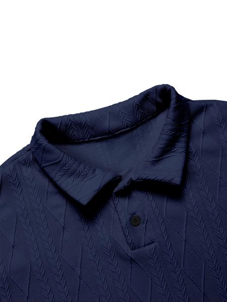 Men's Textured Design Knit Polo Shirt, Casual Summer Fitted Plain Pattern Top, Moderate Fabric Men's Clothing for Daily Wear, Menswear, Knitted Shirt