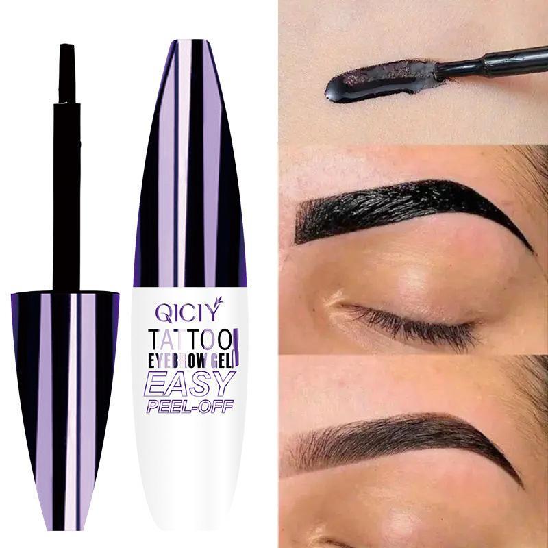 Easy Peel-Off Eyebrow Gel-Waterproof &Sweatproof, Long-Lasting Black or Brown TattooTint, Film Forming, Medium Coverage for All SkinTypes