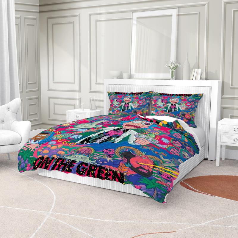 Rick And Morty Pattern Printed Soft And Durable Duvet Cover Set, Including 1 Duvet Cover And 1 Or 2 Pillowcases, Bedding Set Without a Core And Pillow, Suitable For Family Bedrooms And Dormitories, a Very Innovative Gift